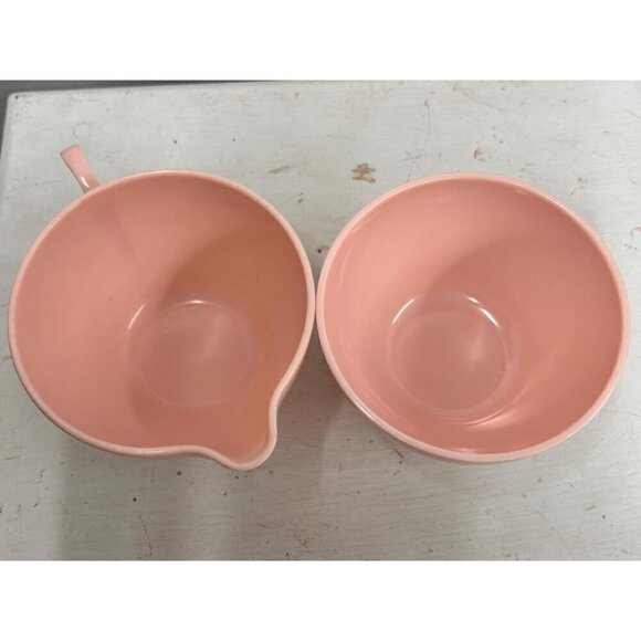 Vintage MELMAC Pink Creamer and Sugar Bowl Canadian Melamine Mid-century Canada - Picture 9 of 9
